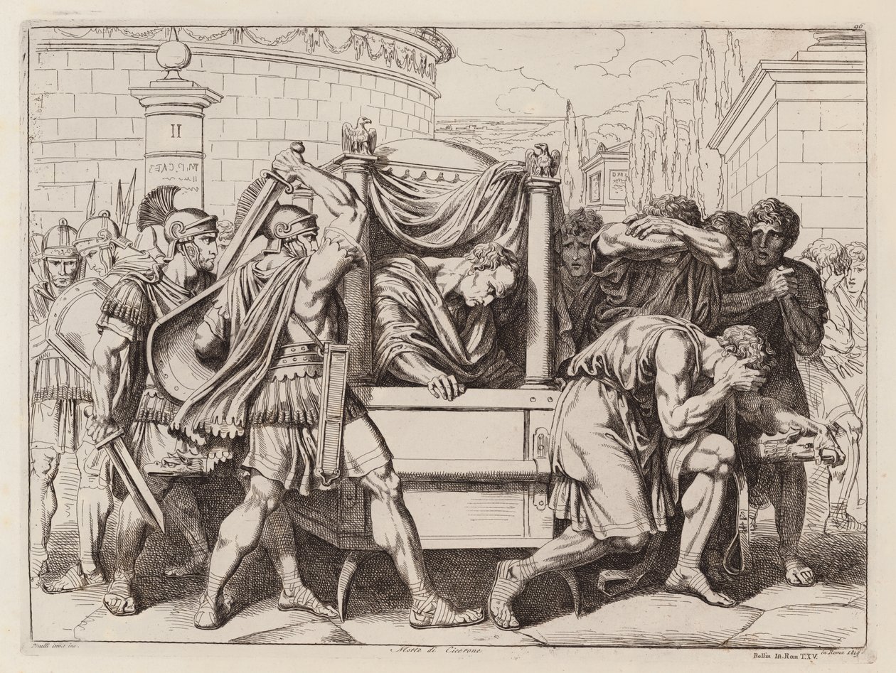 Śmierć Cycerona, 43 p.n.e. (akwaforta) autorstwa Bartolomeo Pinelli