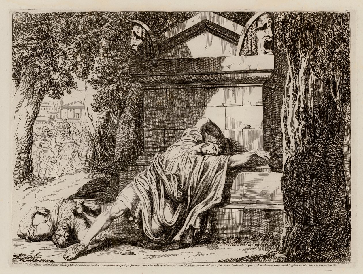 Śmierć Gajusza Grakchusa autorstwa Bartolomeo Pinelli