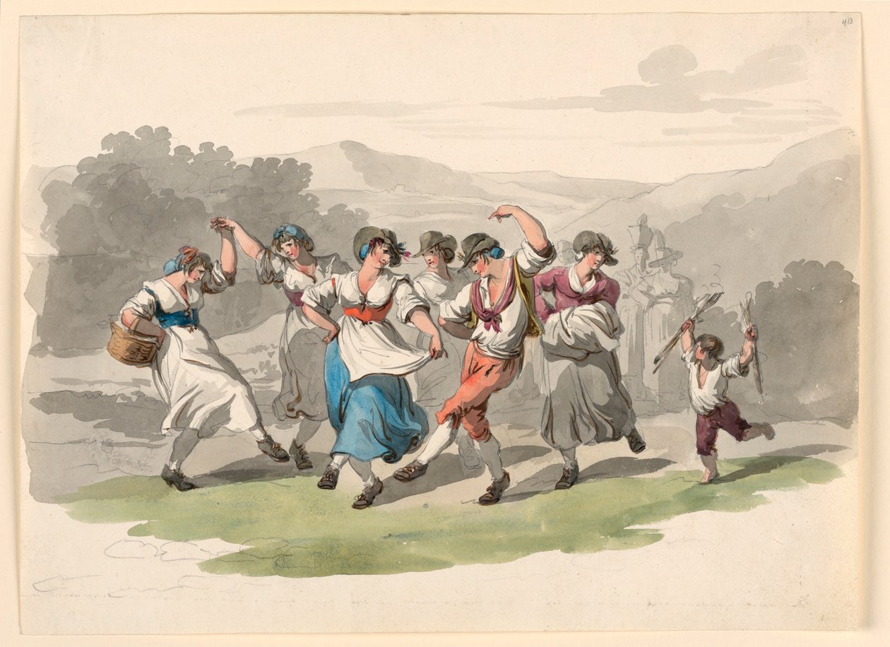 Rysunek, Powrót z Winobrania, 1807-08 autorstwa Bartolomeo Pinelli