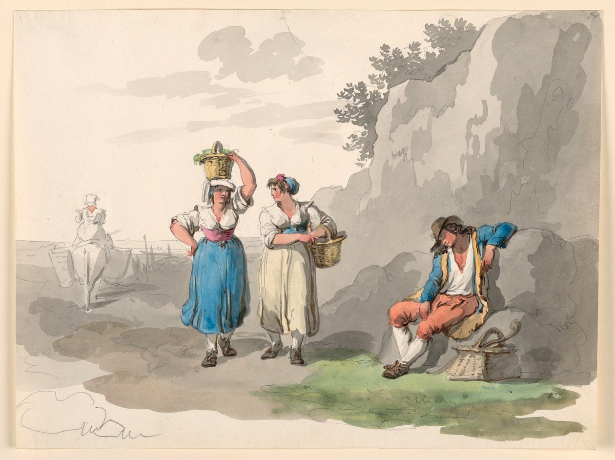 Rysunek, Powrót z Winobrania, 1807-08 autorstwa Bartolomeo Pinelli