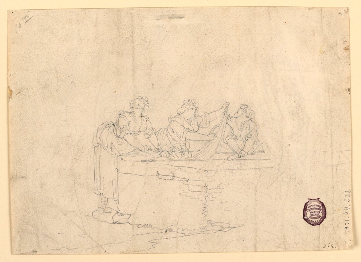 Rysunek przedstawiający trzy piorące kobiety, 1800-25 autorstwa Bartolomeo Pinelli