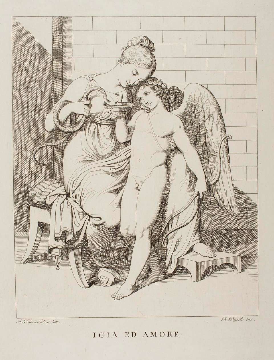 Hygieia i Kupidyn autorstwa Bartolomeo Pinelli