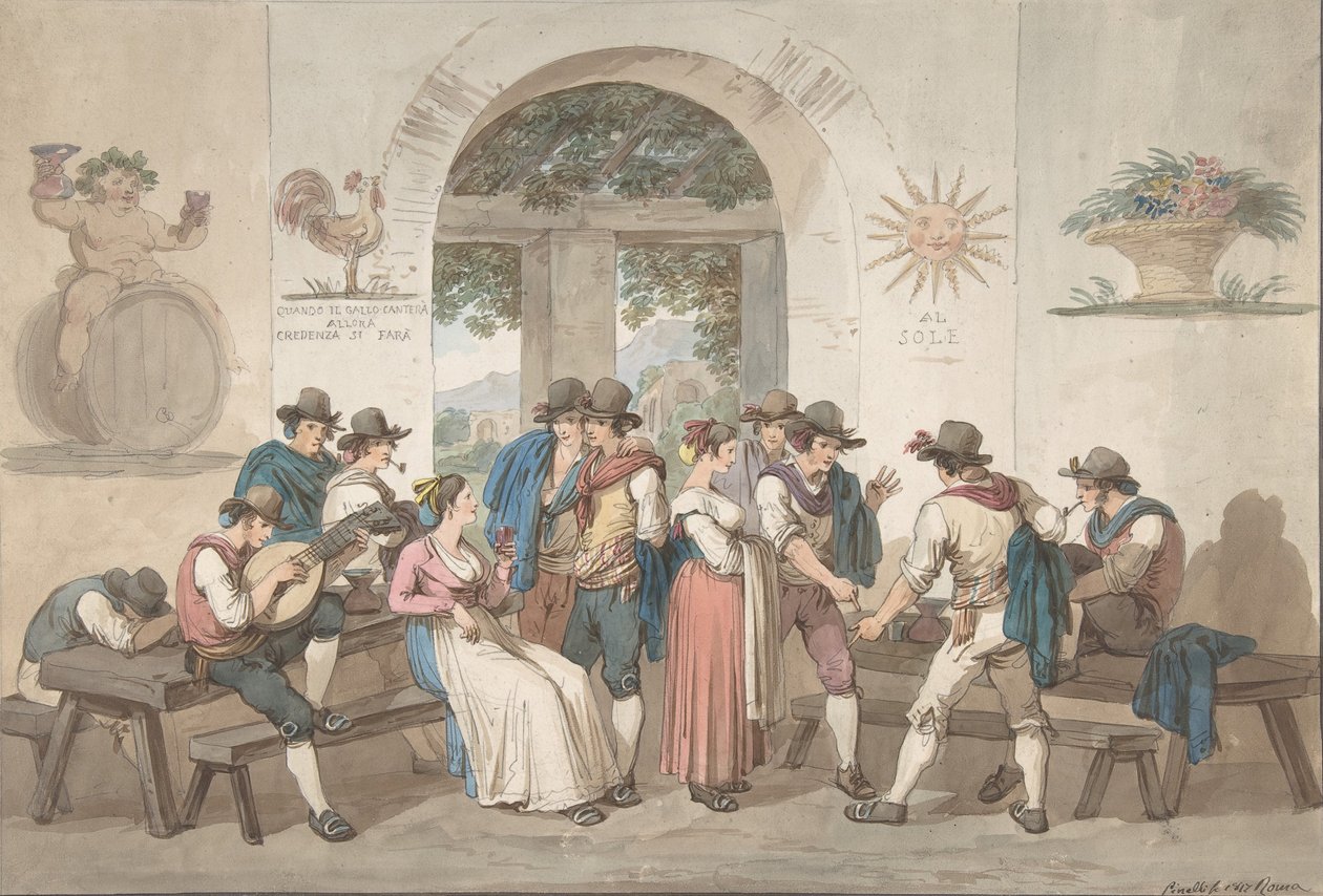Wnętrze karczmy rzymskiej, 1817., 1817. autorstwa Bartolomeo Pinelli