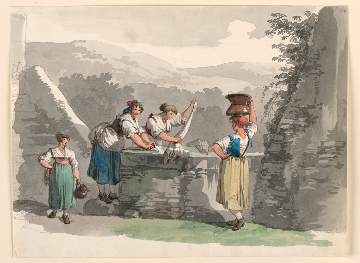 Pranie w górach w pobliżu Rzymu autorstwa Bartolomeo Pinelli