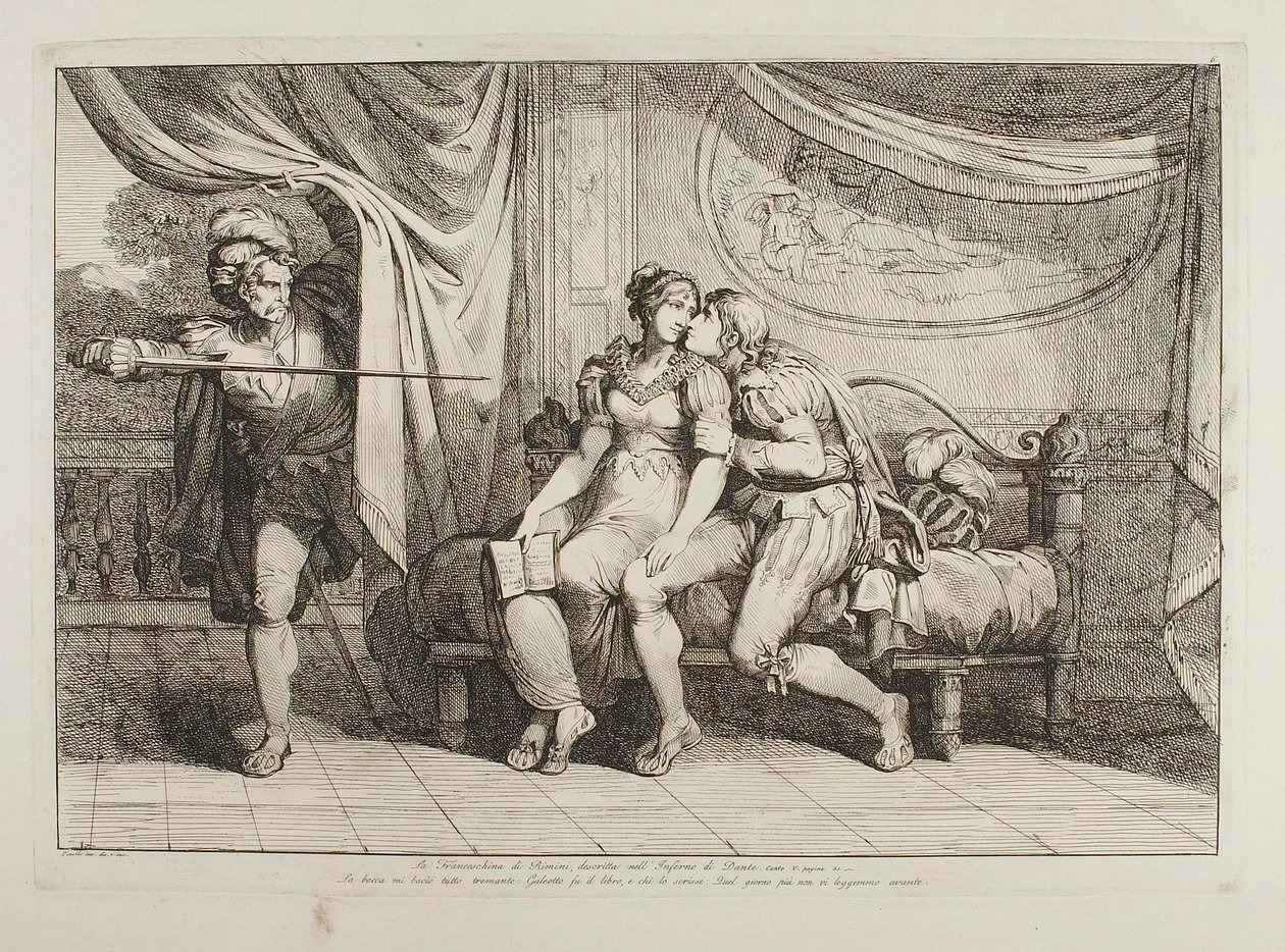 Paolo da Malatesta i Francesca da Rimini zaskoczeni przez Gianciotta Malatestę autorstwa Bartolomeo Pinelli