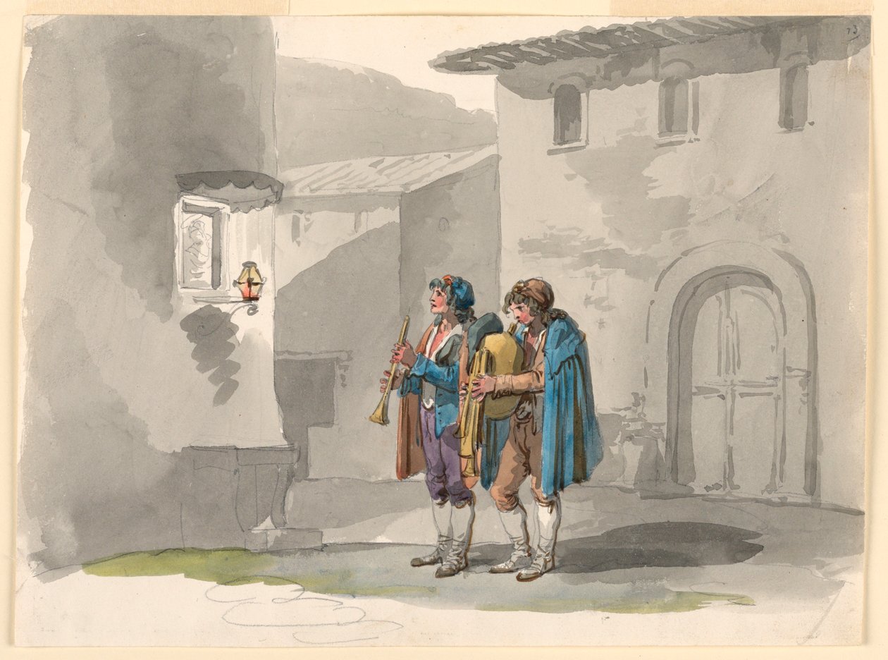 „Pifferari”, dwóch dudziarzy z Abruzzi w Rzymie autorstwa Bartolomeo Pinelli