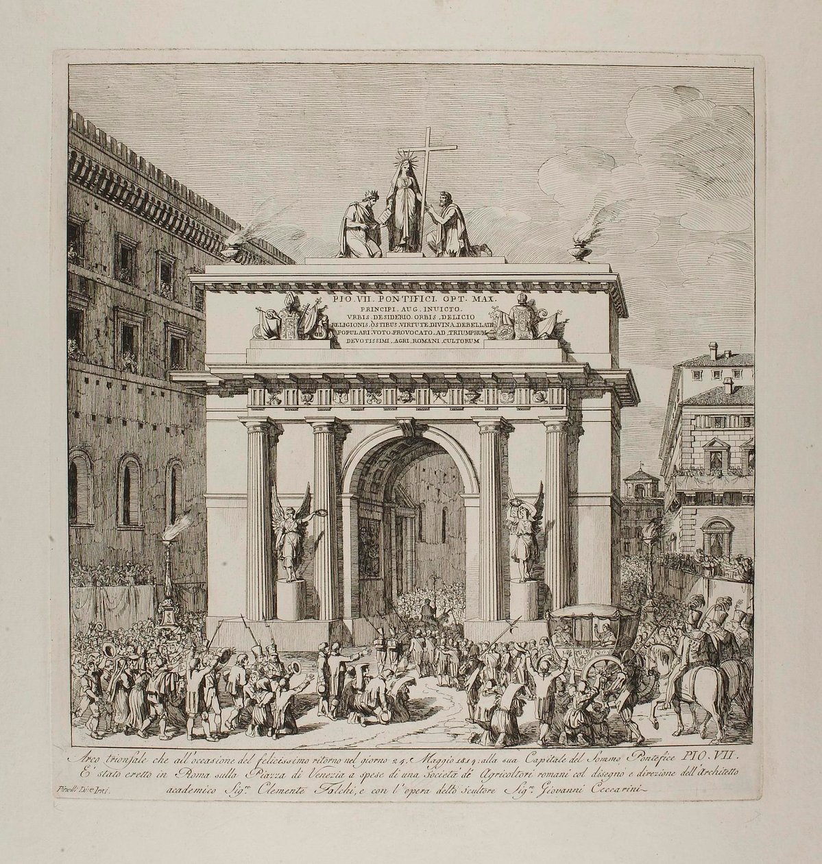 Triumfalny wjazd Piusa VII do Rzymu 24 maja 1814 r. autorstwa Bartolomeo Pinelli