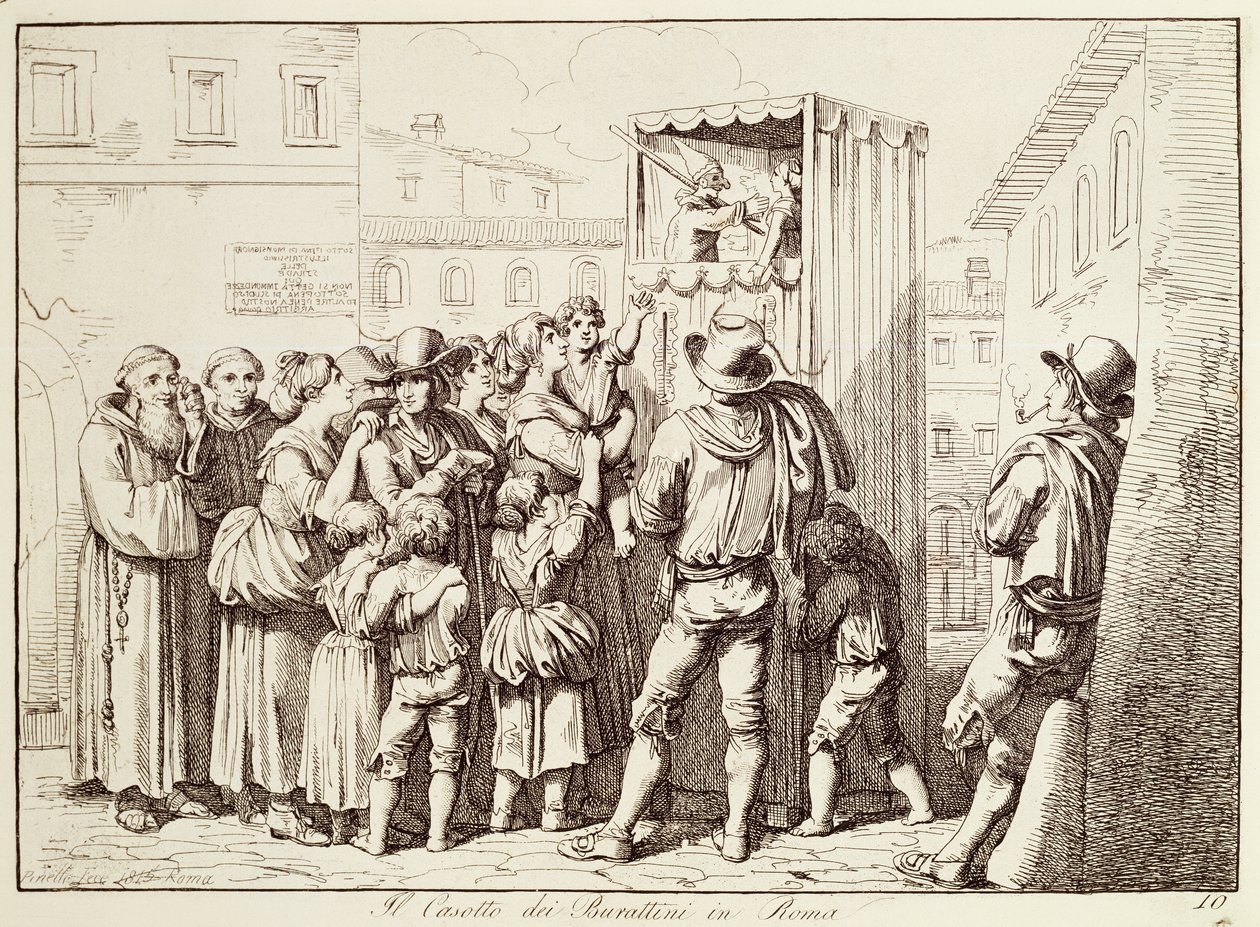 Stoisko lalek w Rzymie autorstwa Bartolomeo Pinelli