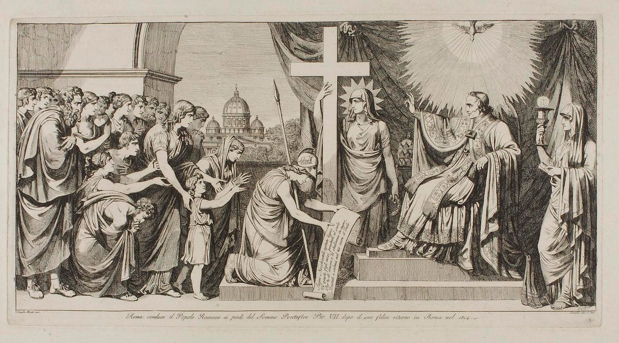Rzym prowadzi lud rzymski do Piusa VII po jego powrocie do Rzymu w 1814 roku autorstwa Bartolomeo Pinelli