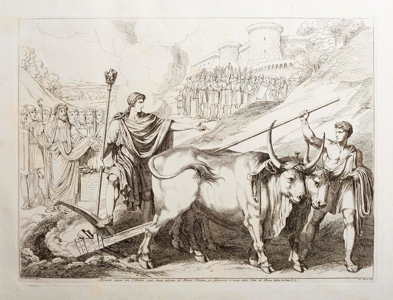 Romulus wytycza linię wokół Wzgórza Palatyńskiego autorstwa Bartolomeo Pinelli