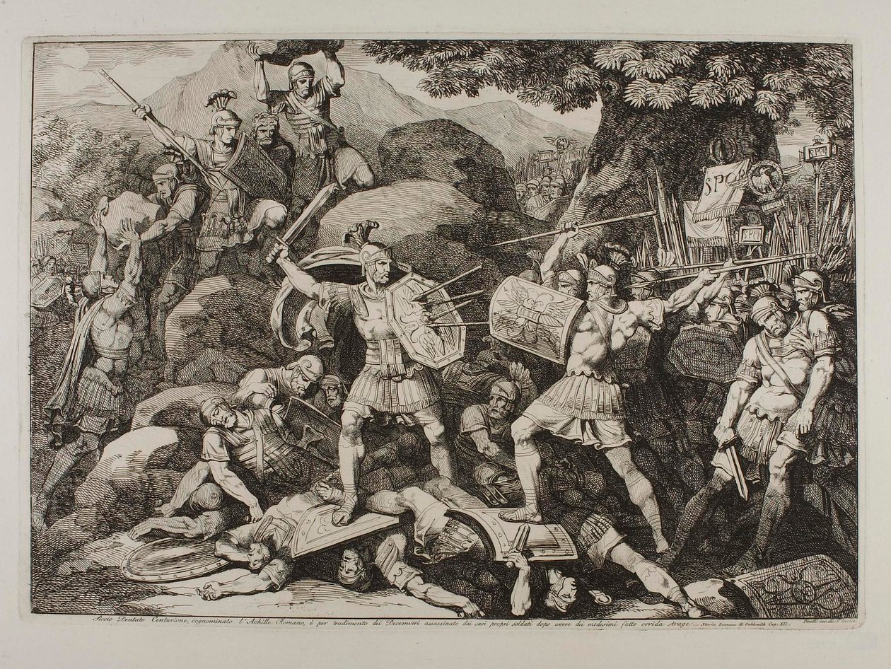 Siccio Dentato Centurion (Lucius Siccius Dentatus podczas straszliwej bitwy) autorstwa Bartolomeo Pinelli
