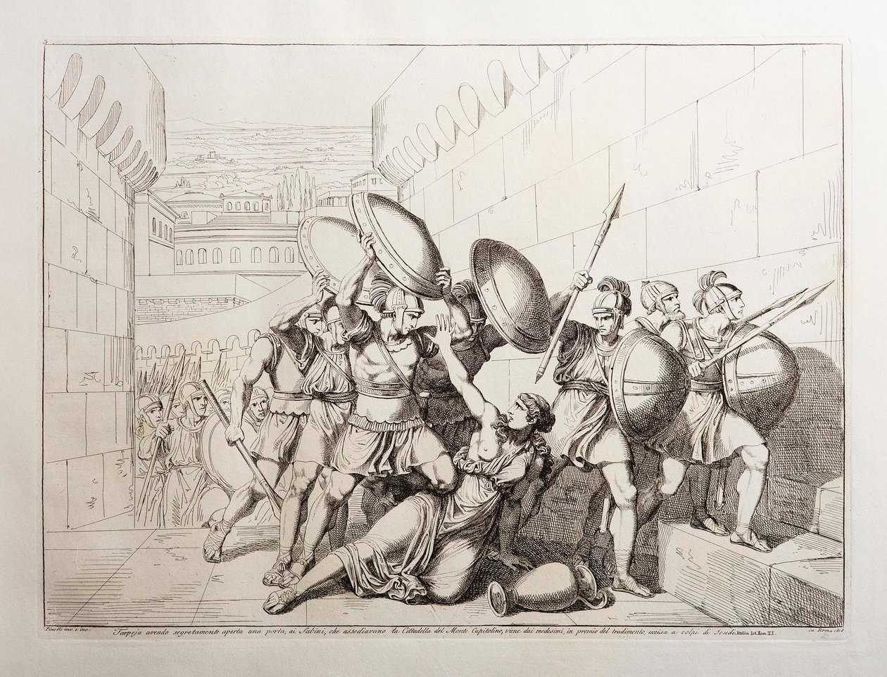 Tarpeia otwiera bramy miasta autorstwa Bartolomeo Pinelli