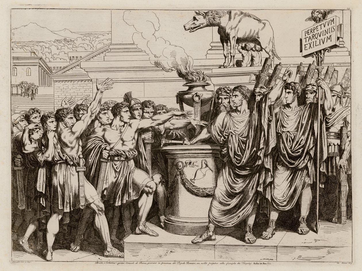 Przysięga Brutusa (akwaforta) autorstwa Bartolomeo Pinelli