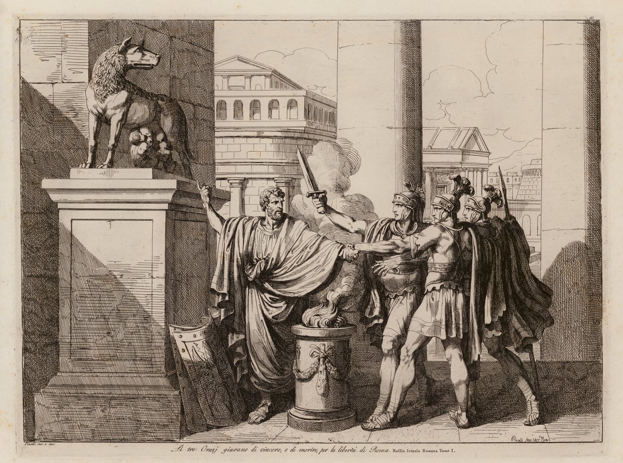 Przysięga Horatii (akwaforta) autorstwa Bartolomeo Pinelli