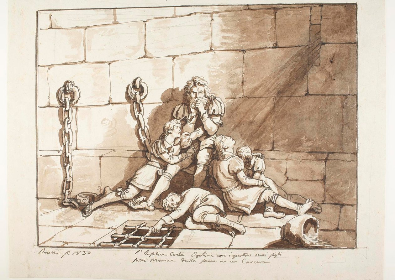 Ugolini della Gherardesca i jego synowie w Wieży Głodu autorstwa Bartolomeo Pinelli