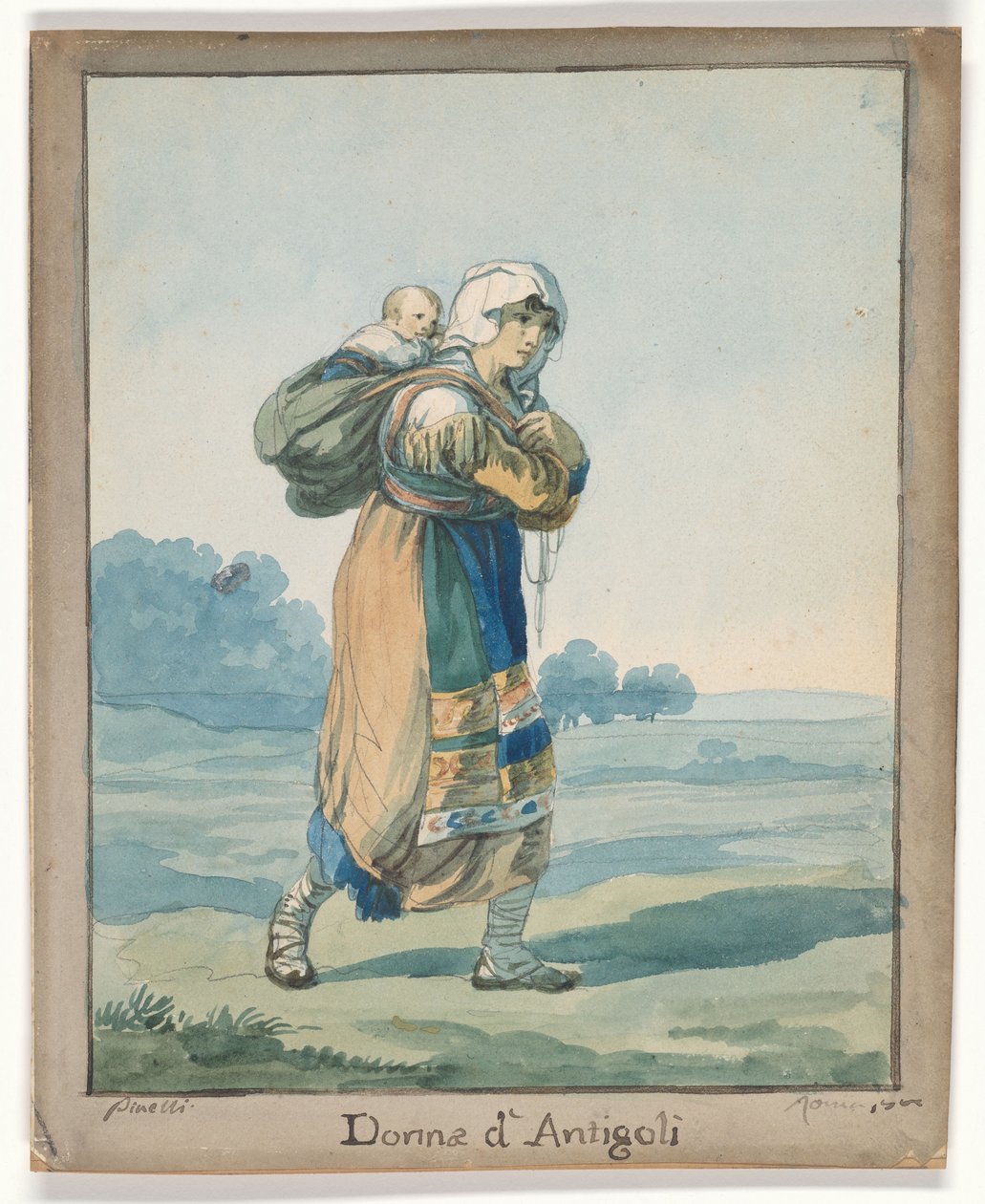 Kobieta z Antigoli, ilustracja do książki „Rzymskie stroje i zwyczaje” autorstwa Bartolomeo Pinelli