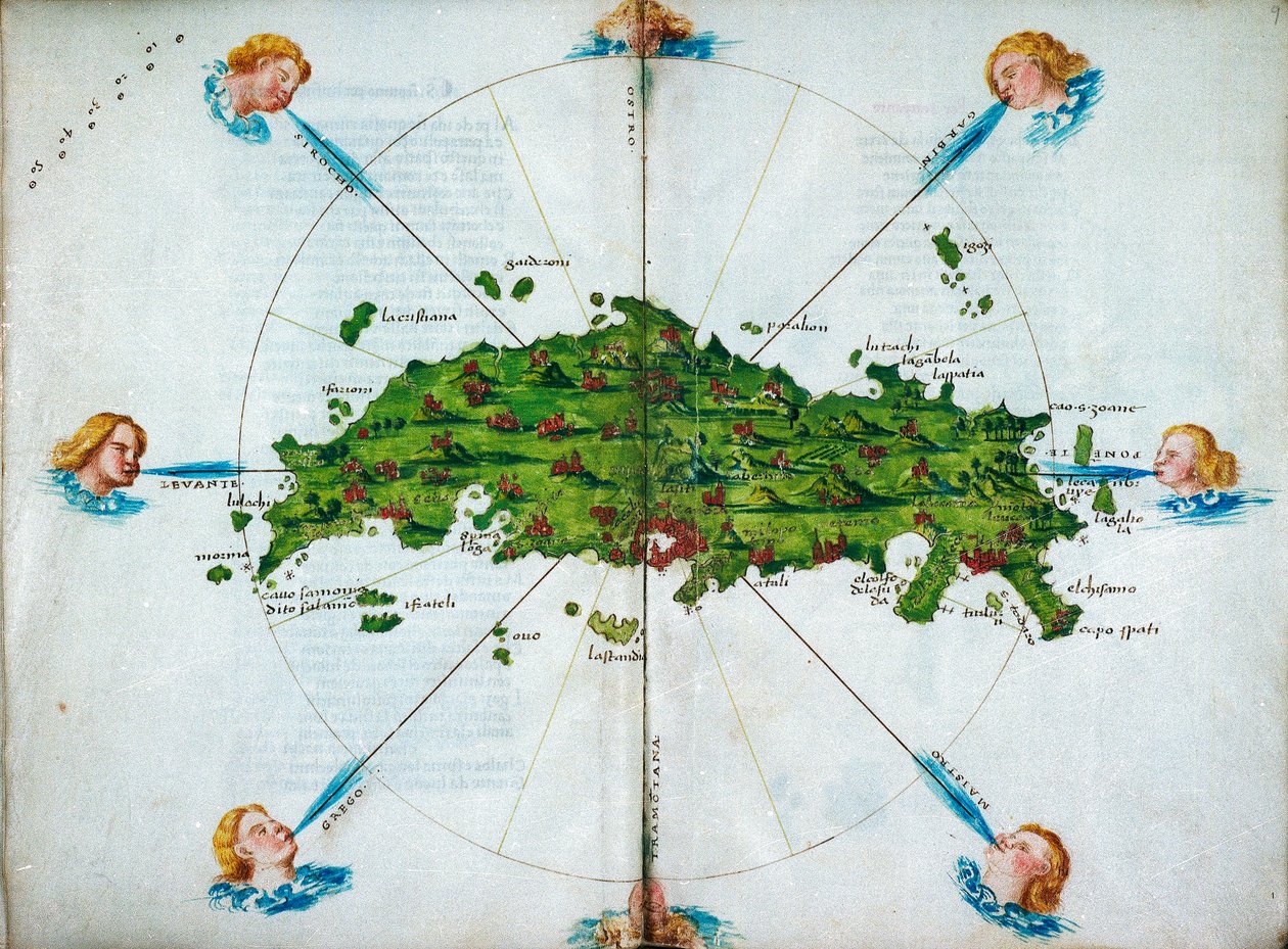 Isolario, wierszem, z kolorowymi rysunkami i mapą wschodniej części Morza Śródziemnego na welinie, ok. 1480 r. (rysunek na welinie) autorstwa Bartolomeo da li Sonetti