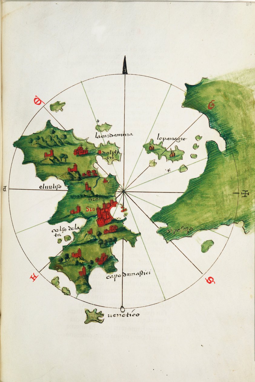 Khios i przyległy ląd, ok. 1485 r. (welin) autorstwa Bartolomeo da li Sonetti