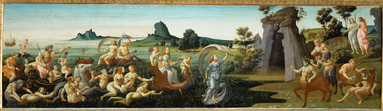 Zwolennicy Tetydy podczas jej procesji ślubnej ... autorstwa Bartolomeo di Giovanni