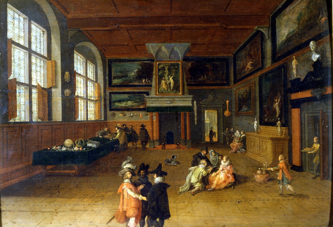 Wnętrze XVII-wiecznego domu lordów holenderskich. Obraz Bartholomeusa van Bassena (1590-1652), Museo del Castello Mediolan. autorstwa Bartolomeus van Bassen