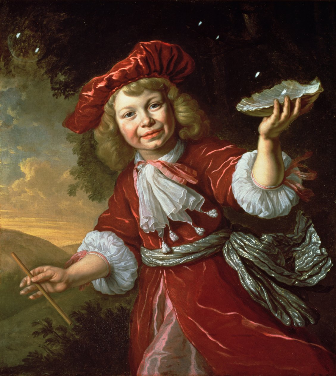 Homo Bulla: Chłopiec puszczający bańki, ok.1665 autorstwa Bartolomeus van der Helst