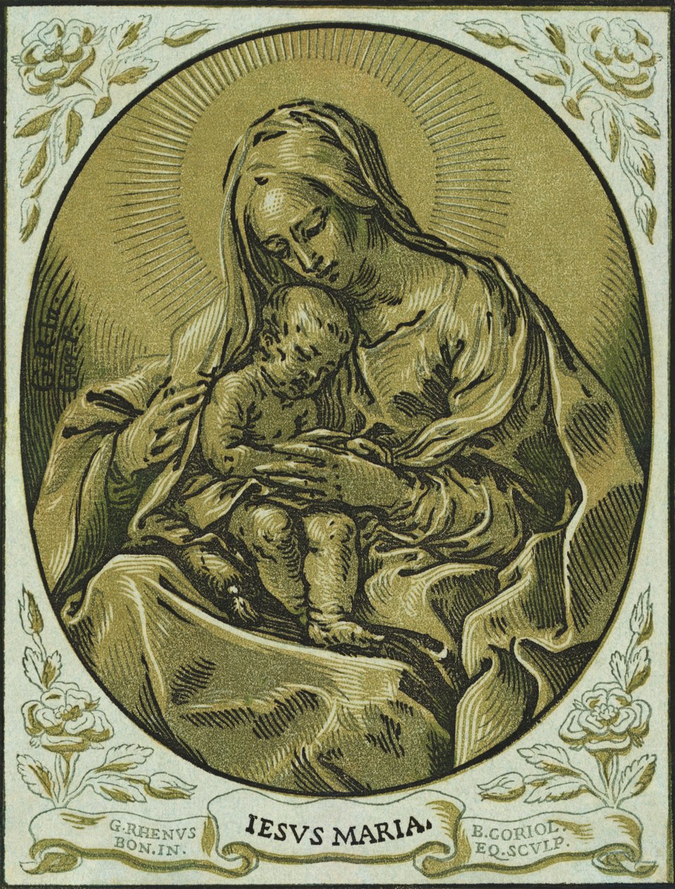 Madonna z Dzieciątkiem, drzeworyt światłocieniowy, Bartolommeo Coriolano autorstwa Bartolommeo Coriolano