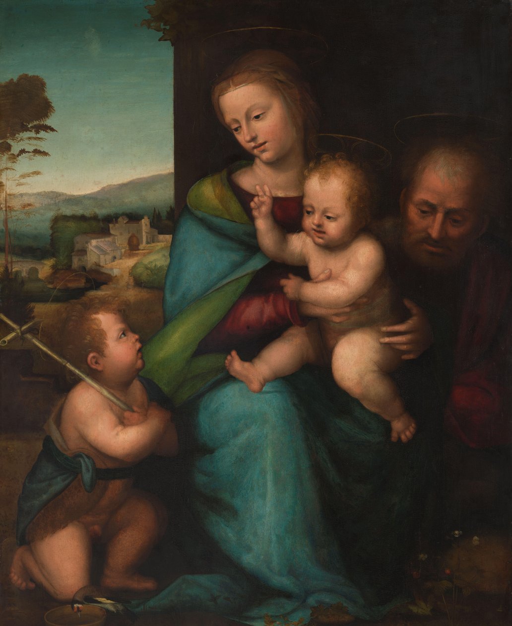 Święta Rodzina z Dzieciątkiem Janem Chrzcicielem autorstwa Bartolommeo (Fra) (circle of)