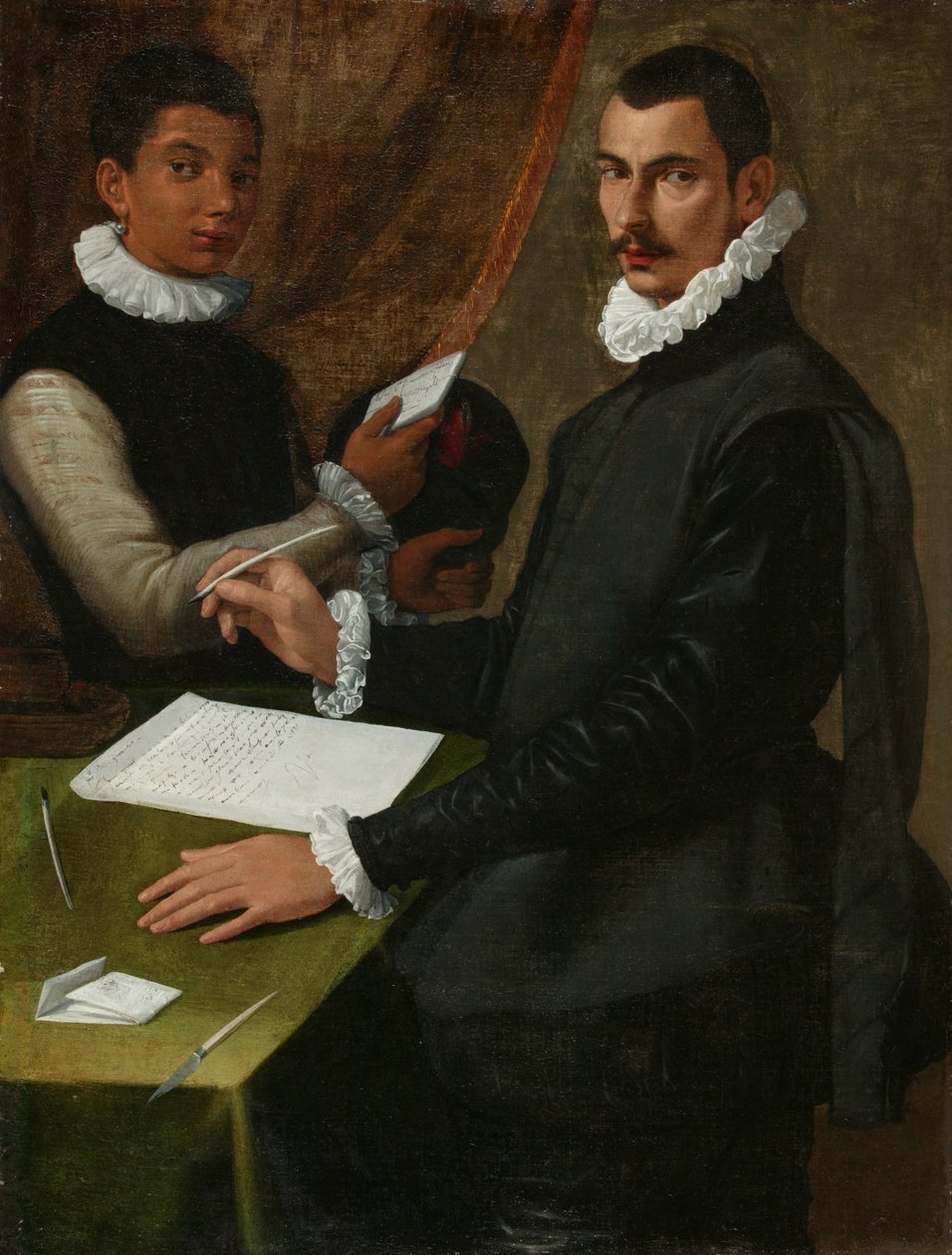 Portret nieznanego mężczyzny i jego sługi autorstwa Bartolommeo (attr. to) Passerotti
