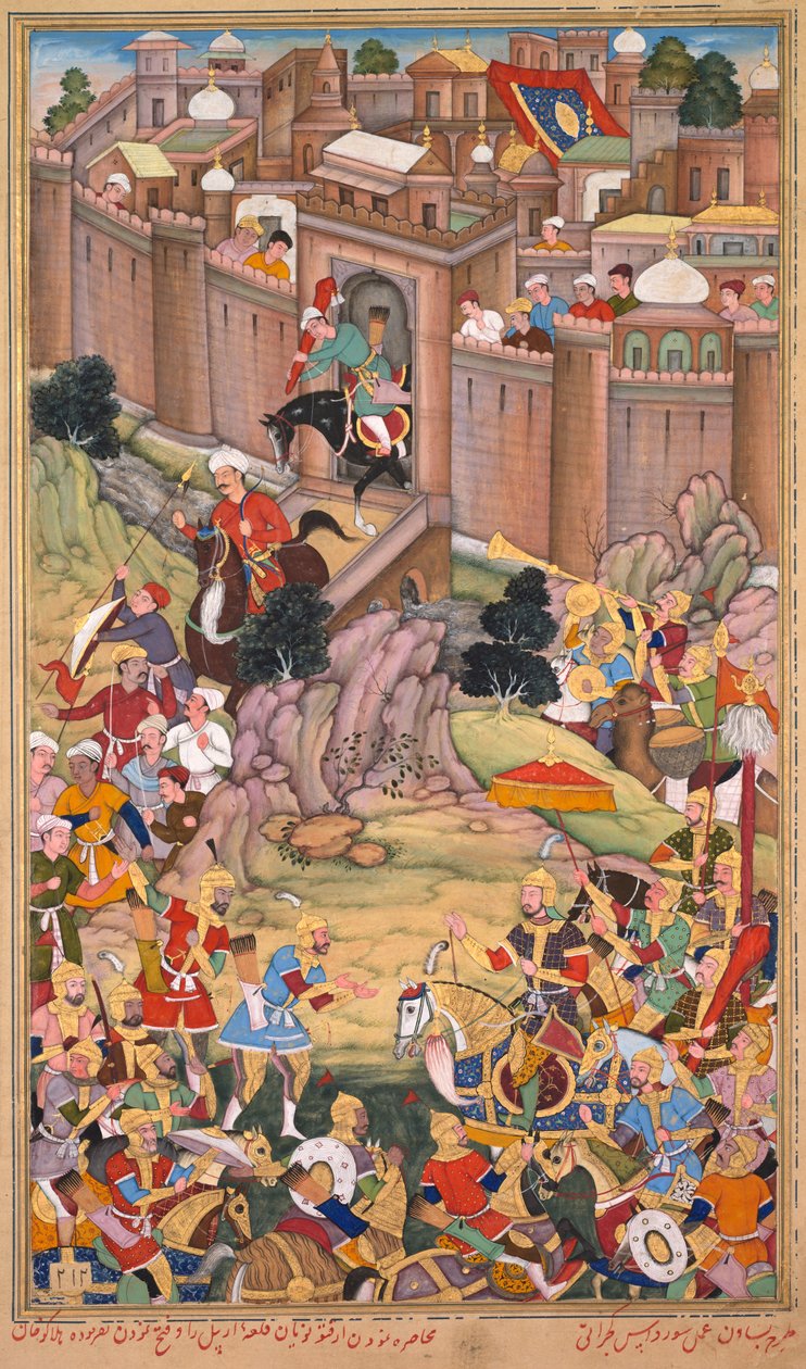 Oblężenie Arbeli w epoce Hulagu-chana, z Czyngiz-nama (Księga Czyngiz-chana) z Jami al-tavarikh (Kompendium Kronik) Raszida al-Dina (perski, 1247-1318) autorstwa Basavana