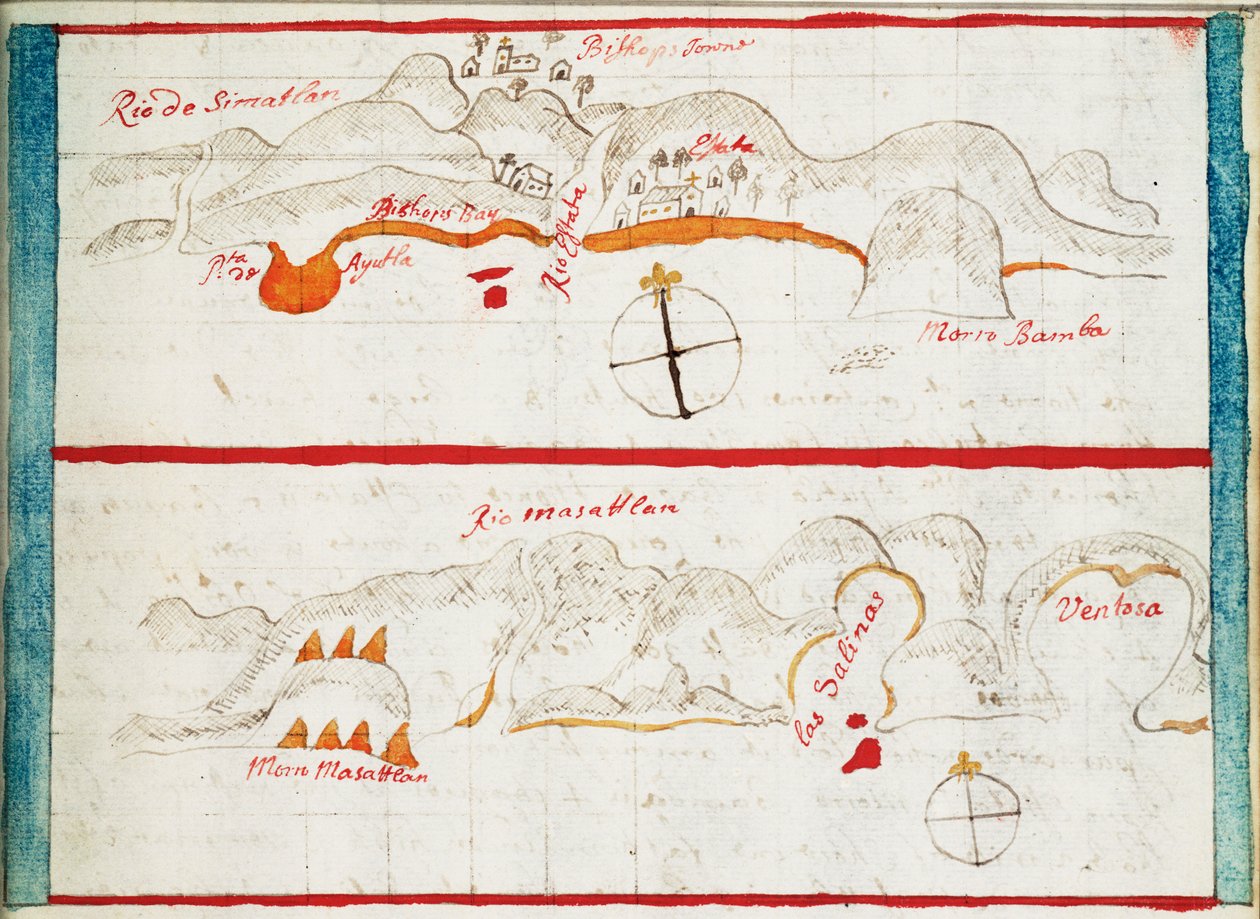 Mapa Santiago Astata i Bahia Ventosa autorstwa Basil Ringrose