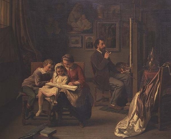 Artysta z dziećmi w swojej pracowni autorstwa Basile de Loose