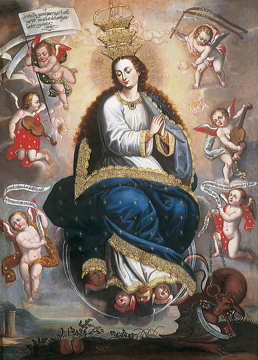 Niepokalana Dziewica zwyciężyła węża herezji autorstwa Basilio de Santa Cruz Pumacallao