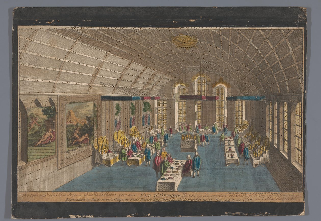 Widok na Römer Hall we Frankfurcie nad Menem z posiłkiem dla cesarza i elektorów 22 czerwca i 1 sierpnia 1758 Vue d