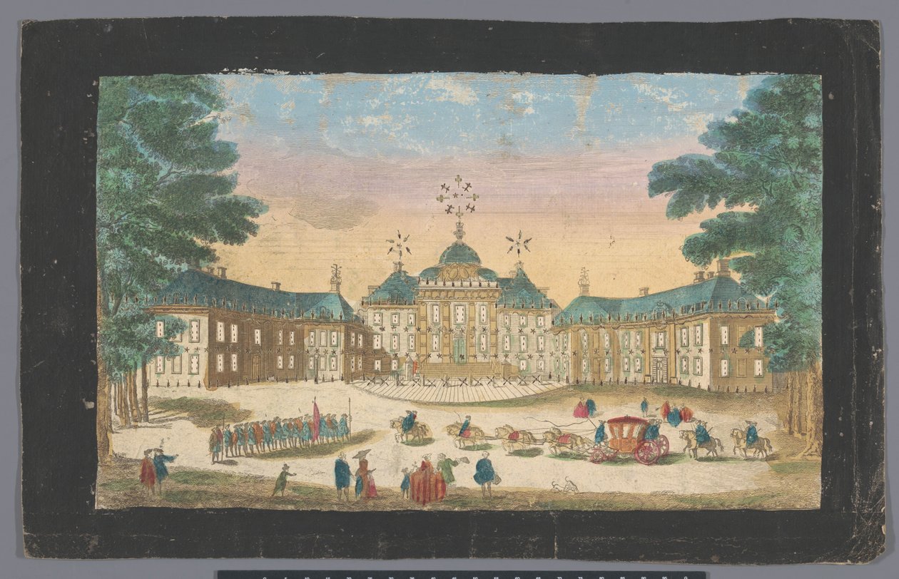 Widok na front pałacu Huis ten Bosch w Hadze Vue du front de la maison dans le bois de son altesse tercnissime le prince d