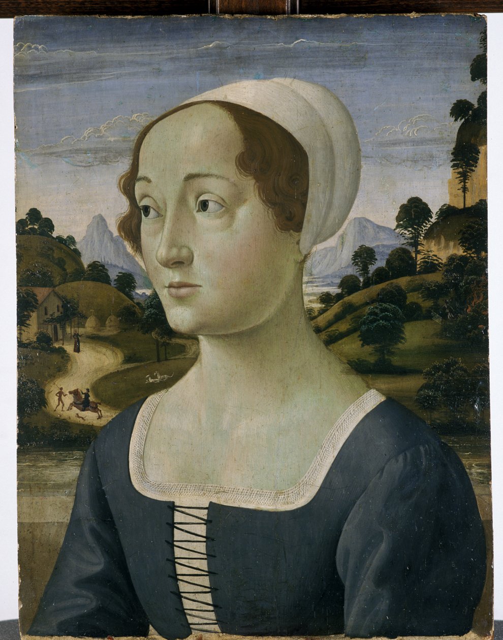 Portret kobiety po dwudziestce (tempera na drewnie topoli) autorstwa Bastiano Mainardi
