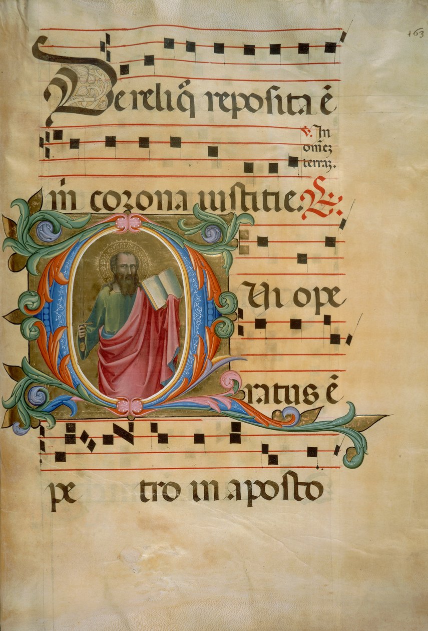 Iluminowany inicjał z postacią św. Pawła (Corale 8, ok. 163), do księgi 8 chóru Santa Maria degli Angeli autorstwa Batrolomeo di Fruosino