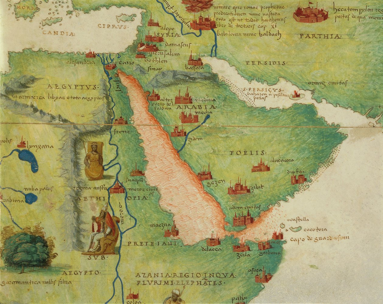 Afryka: Egipt i Arabia Saudyjska, z Atlasu Świata w trzydziestu trzech mapach, autorstwa Battisty Agnese autorstwa Battista Agnese