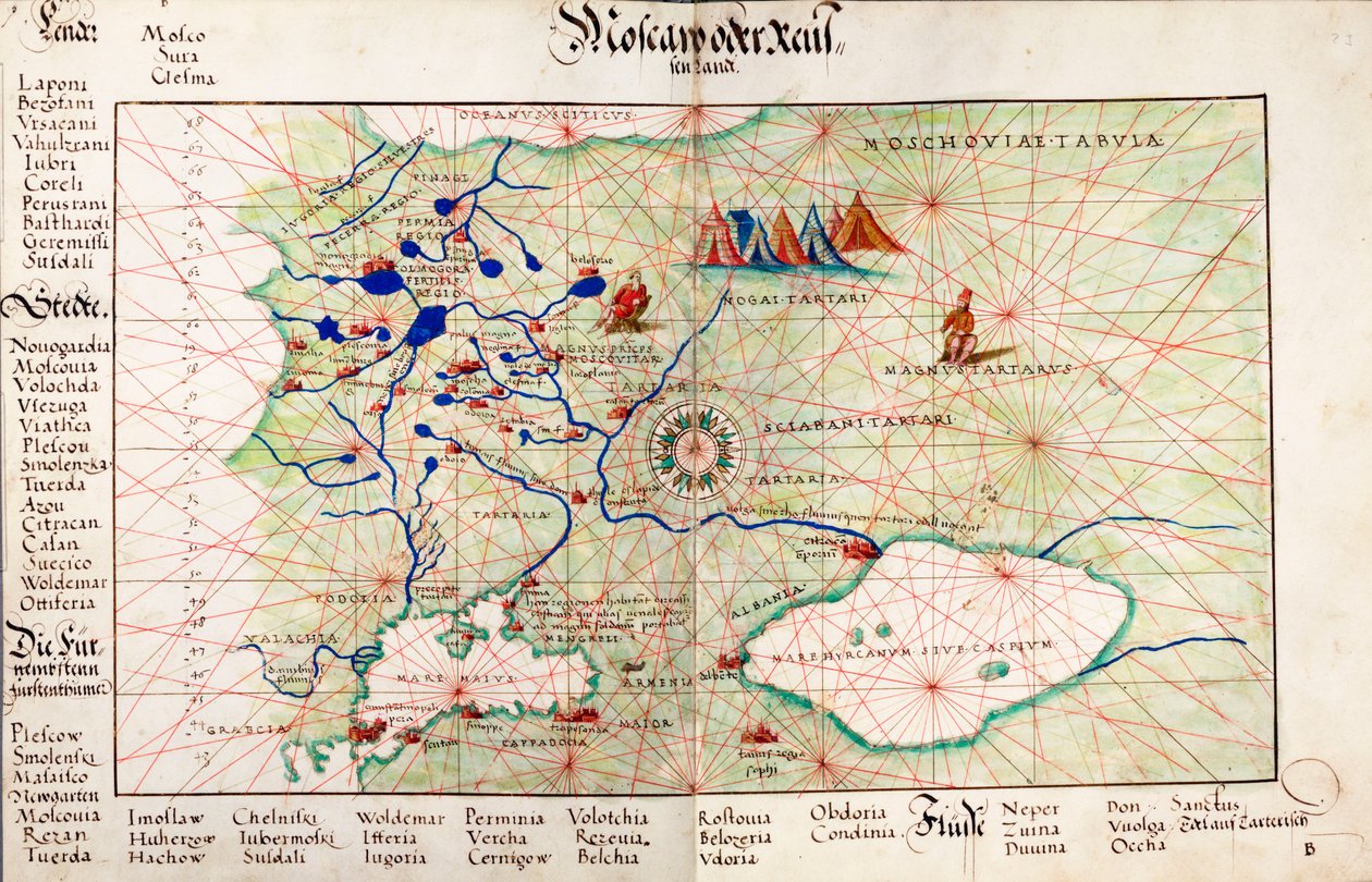 Mapa Moskwy i Morza Czarnego autorstwa Battista Agnese