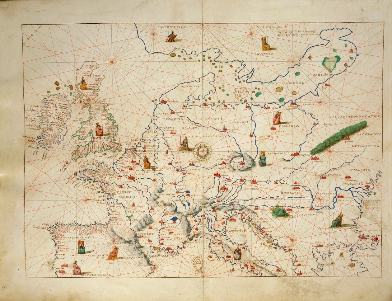 Europa, z Atlasu Świata w trzydziestu trzech mapach, autorstwa Battisty Agnese autorstwa Battista Agnese