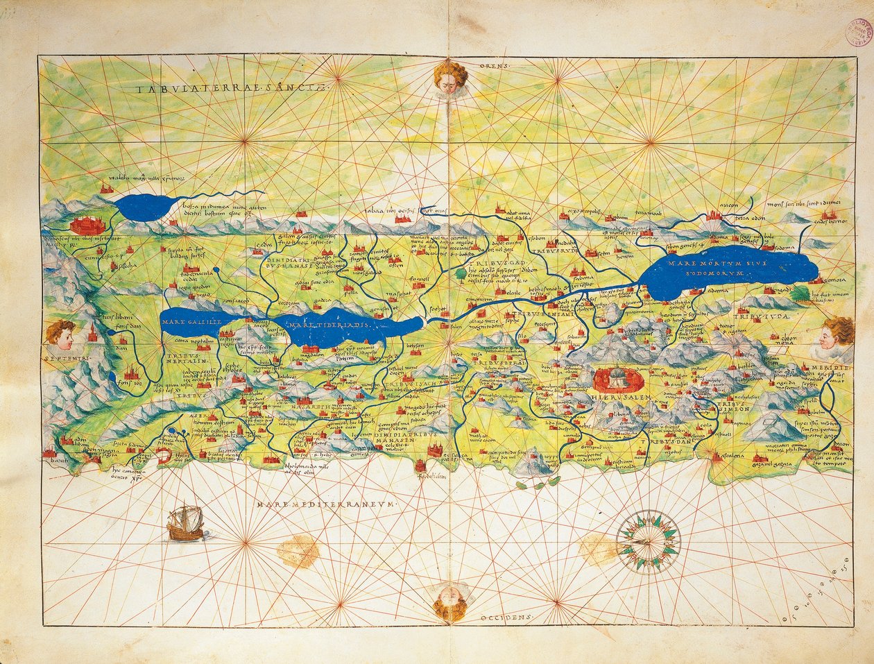 Ziemia Święta, Izrael i Palestyna, z Atlasu Świata w trzydziestu trzech mapach, autorstwa Battisty Agnese autorstwa Battista Agnese