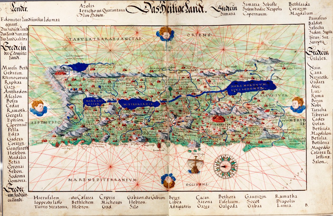 Mapa "Das Heilige Land" 1554 [Tłumaczenie: Ziemia Święta] autorstwa Battista Agnese