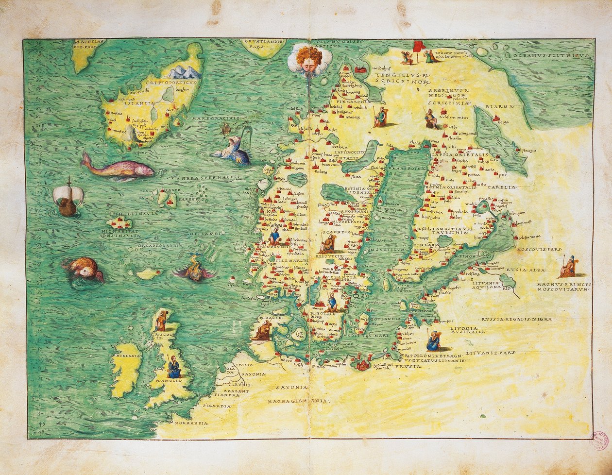 Europa Północna, z Atlasu Świata w trzydziestu trzech mapach, autorstwa Battisty Agnese autorstwa Battista Agnese