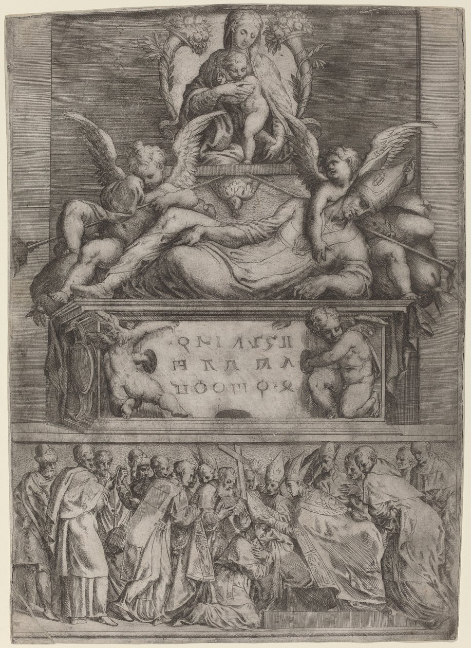 Grób biskupa autorstwa Battista Angolo del Moro after Parmigianino