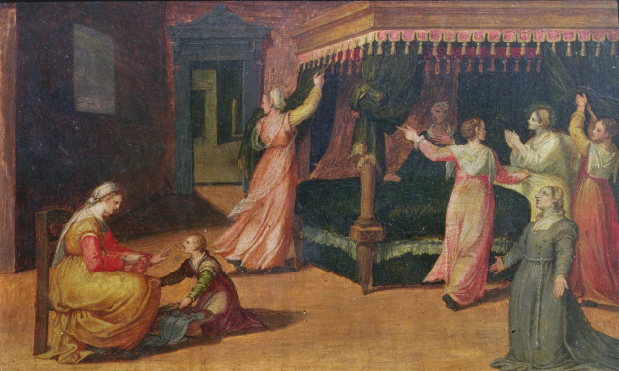 Wizja św. Hildegardy (1098-1179) (panel) autorstwa Battista Dossi
