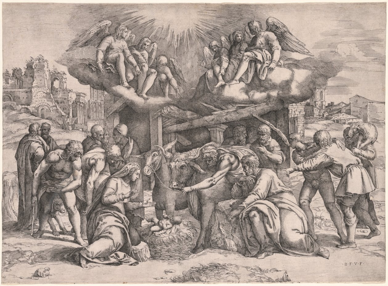 Adoracja pasterzy, ok. godz. 1552. autorstwa Battista Franco