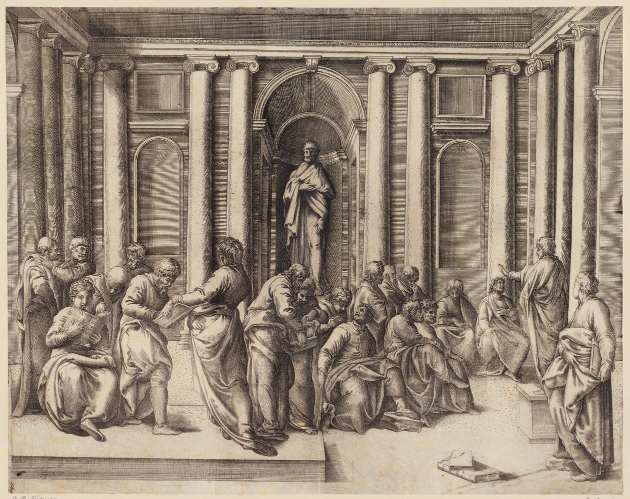 Zwölfjähriger Jesus diskutiert mit den Tempelgelehrten autorstwa Battista Franco
