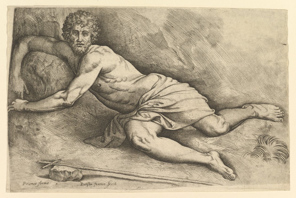 Św. Jan Chrzciciel na puszczy, ca. 1552-54. autorstwa Battista Franco Veneziano