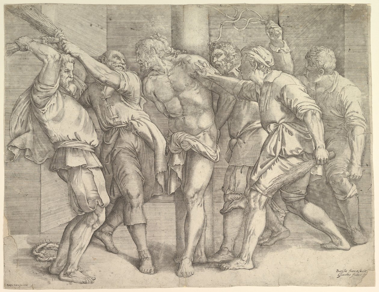 Biczowanie, ca. 1552-61. autorstwa Battista Franco Veneziano