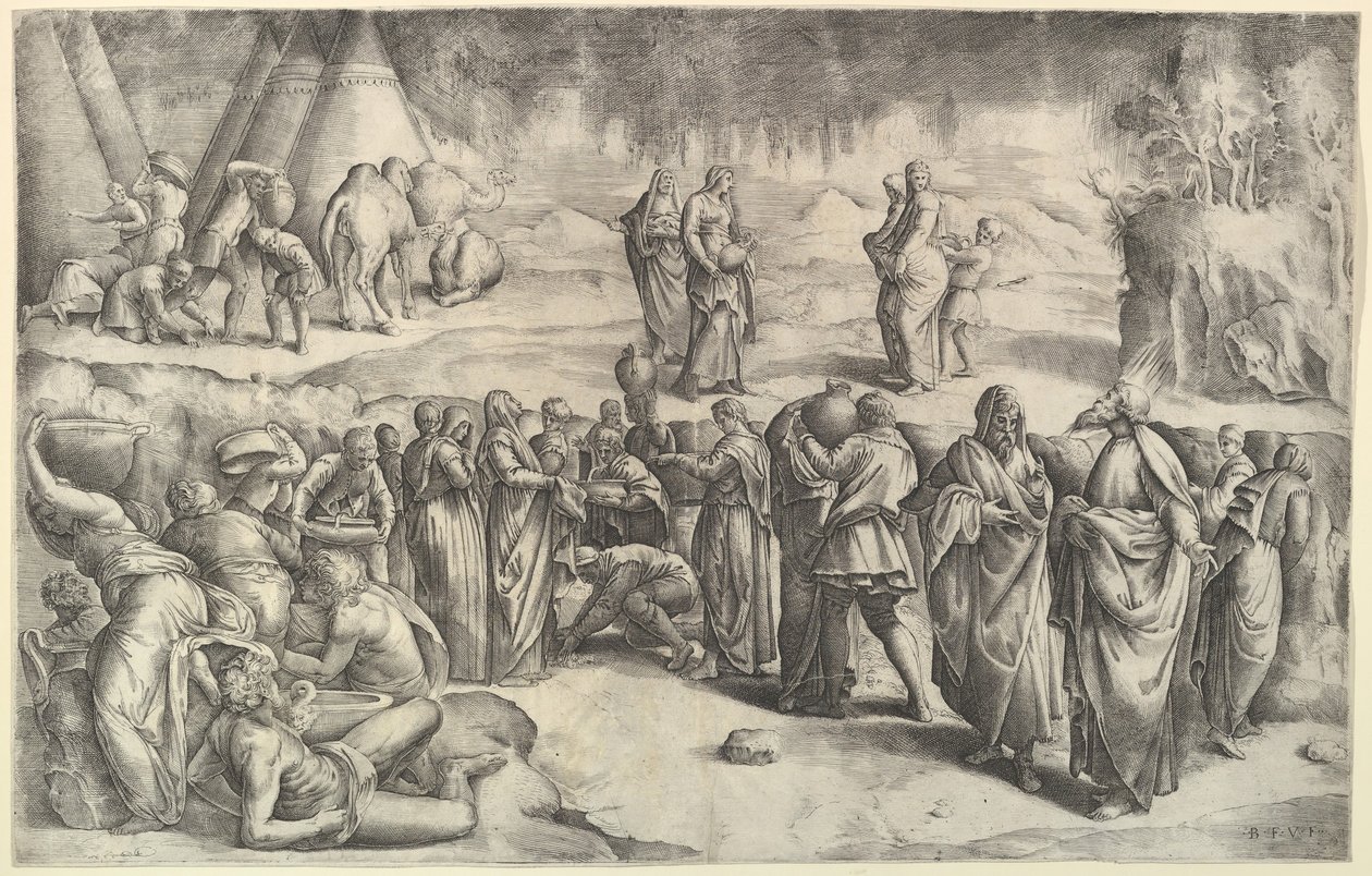 Izraelici zbierają Mannę, ca. 1547. autorstwa Battista Franco Veneziano