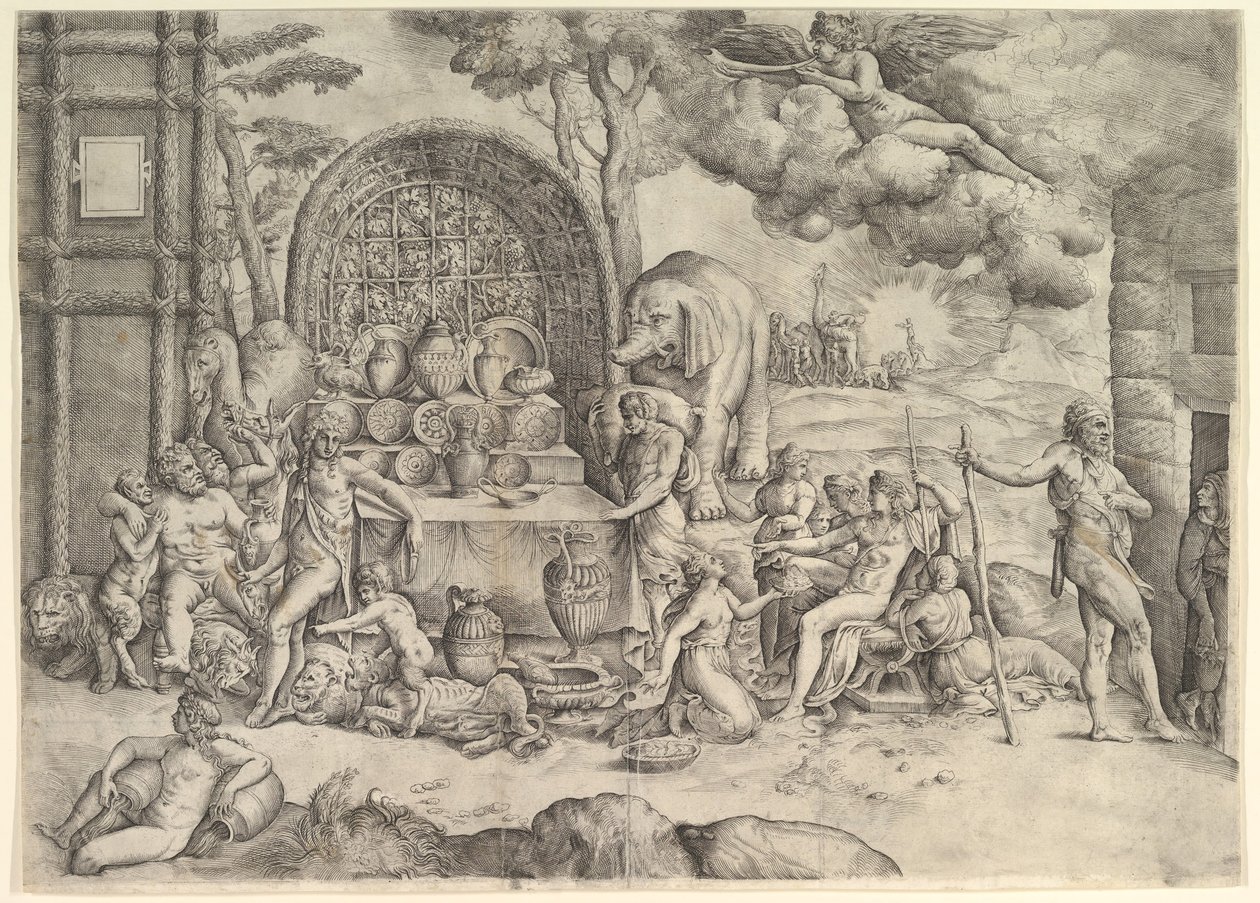 Wesele Kupidyna i Psyche prawy panel, ca. 1530-61. autorstwa Battista Franco Veneziano